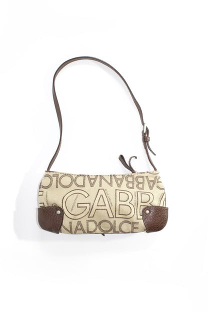 Dolce & Gabbana brown canvas & leather mini shoulder bag