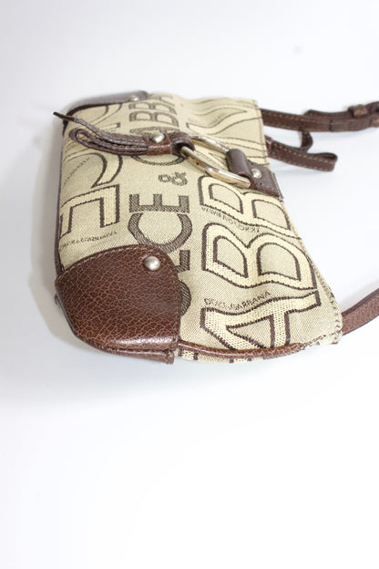 Dolce & Gabbana brown canvas & leather mini shoulder bag
