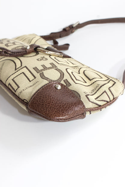 Dolce & Gabbana brown canvas & leather mini shoulder bag