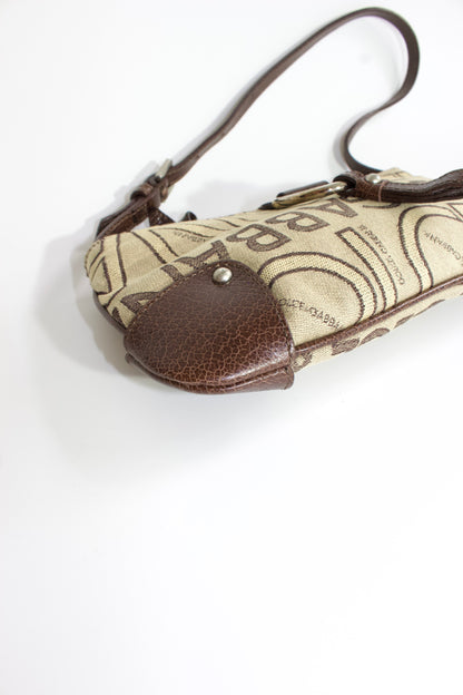 Dolce & Gabbana brown canvas & leather mini shoulder bag