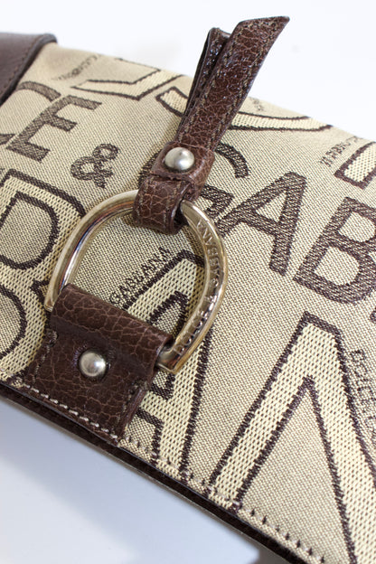 Dolce & Gabbana brown canvas & leather mini shoulder bag