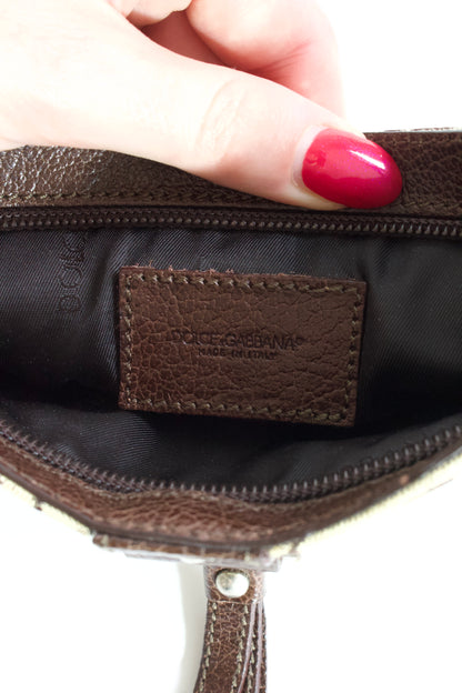 Dolce & Gabbana brown canvas & leather mini shoulder bag