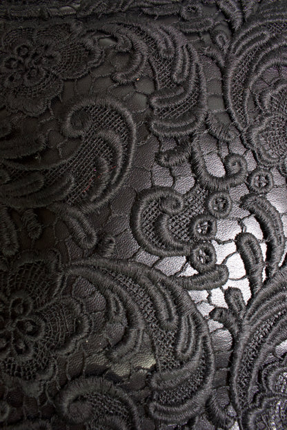 Prada FW 2008 black lace & leather shoulder bag