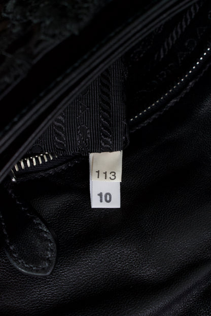 Prada FW 2008 black lace & leather shoulder bag