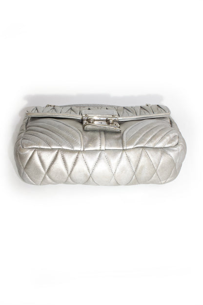 Miu Miu Resort 2014 silver matelassé 'Biker' bag