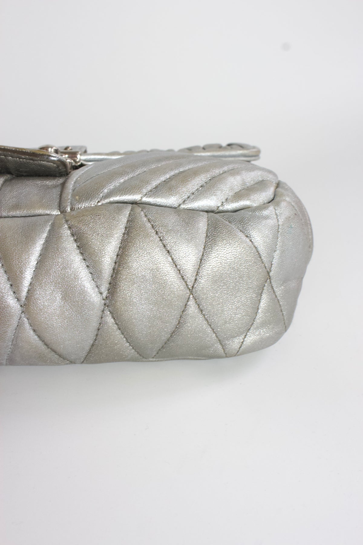 Miu Miu Resort 2014 silver matelassé 'Biker' bag