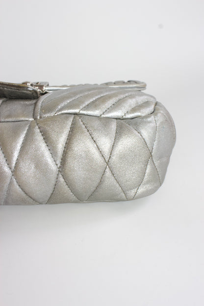 Miu Miu Resort 2014 silver matelassé 'Biker' bag