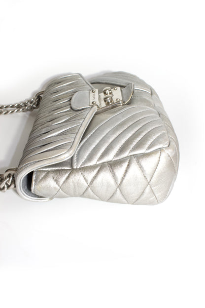 Miu Miu Resort 2014 silver matelassé 'Biker' bag