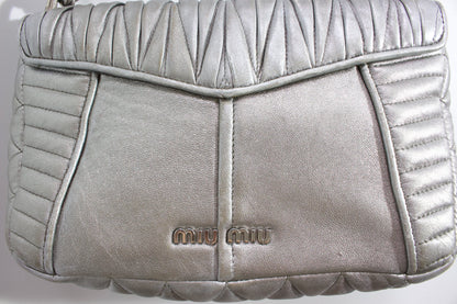 Miu Miu Resort 2014 silver matelassé 'Biker' bag