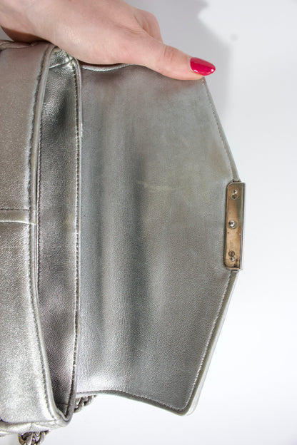 Miu Miu Resort 2014 silver matelassé 'Biker' bag