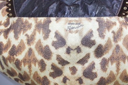 Roberto Cavalli cheetah print canvas & leather shoulder bag