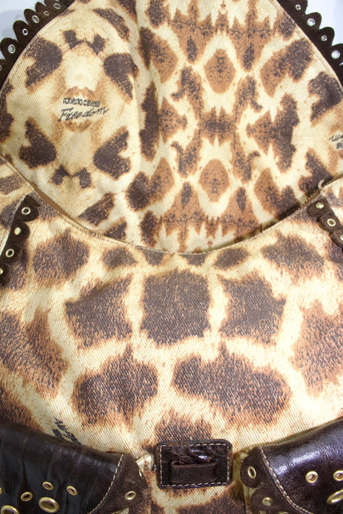Roberto Cavalli cheetah print canvas & leather shoulder bag