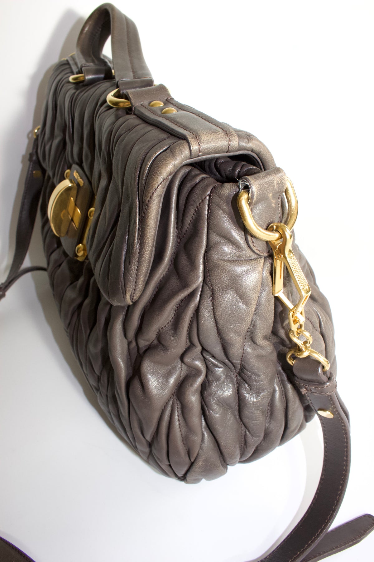 Miu Miu FW 2010 dark grey matelassé bag