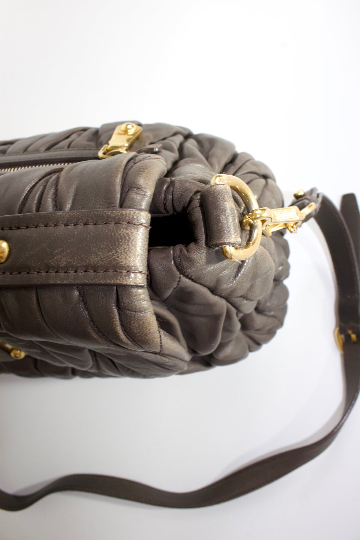 Miu Miu FW 2010 dark grey matelassé bag