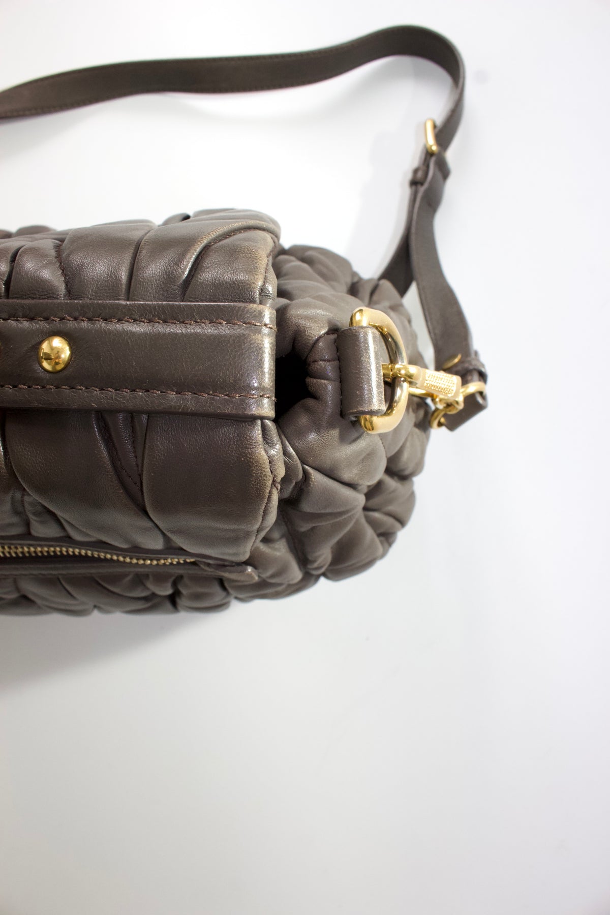Miu Miu FW 2010 dark grey matelassé bag