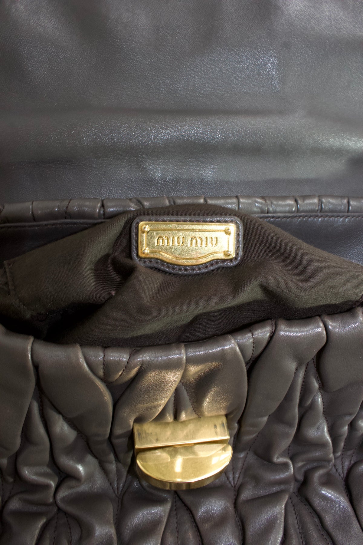 Miu Miu FW 2010 dark grey matelassé bag