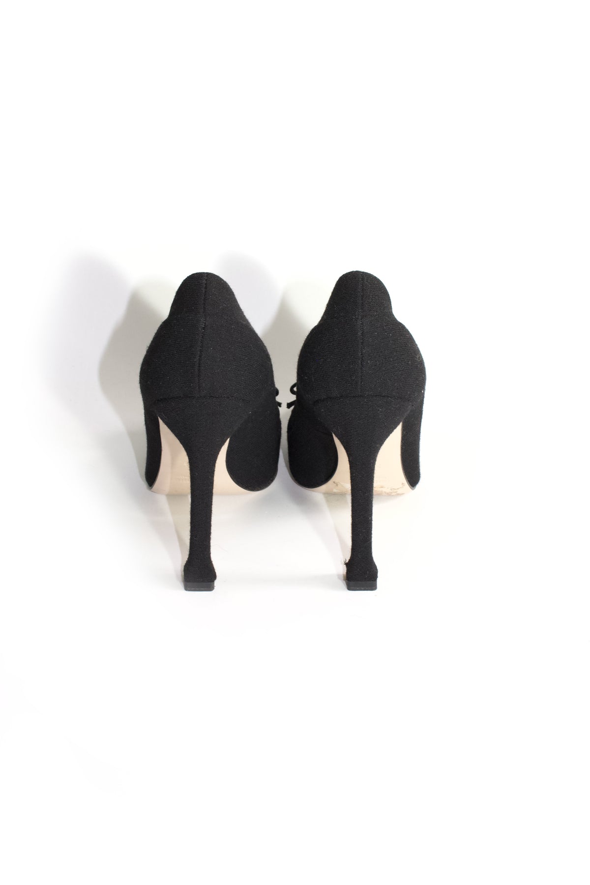 Miu Miu FW 2010 black heels with metallic bow