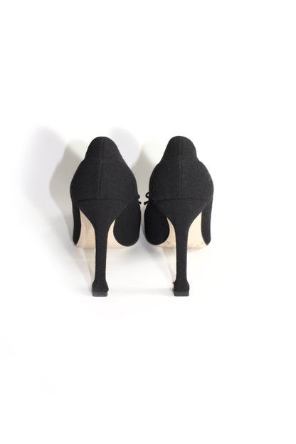 Miu Miu FW 2010 black heels with metallic bow