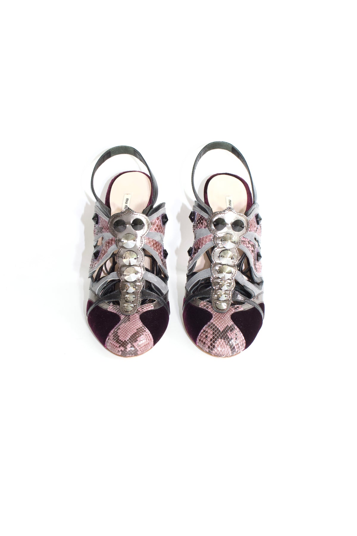 Miu Miu SS 2008 purple python & velvet 'butterfly' mule heels