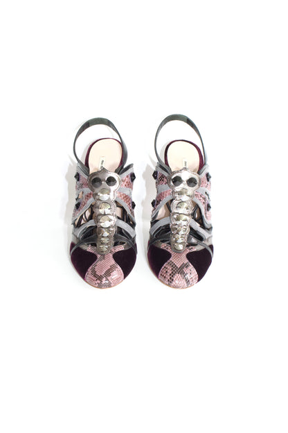 Miu Miu SS 2008 purple python & velvet 'butterfly' mule heels
