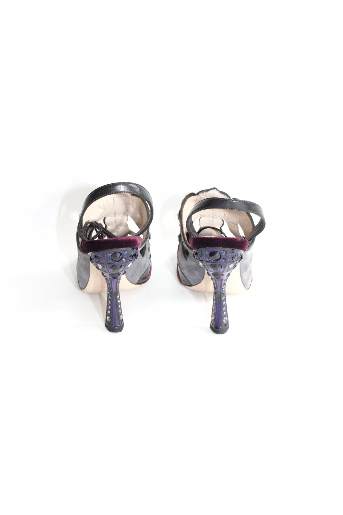 Miu Miu SS 2008 purple python & velvet 'butterfly' mule heels