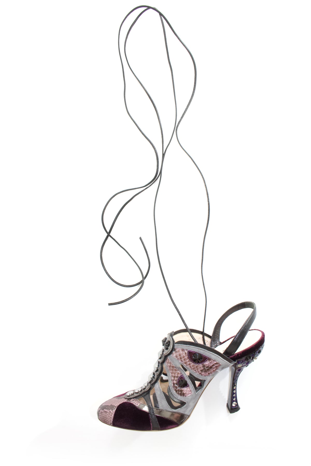 Miu Miu SS 2008 purple python & velvet 'butterfly' mule heels