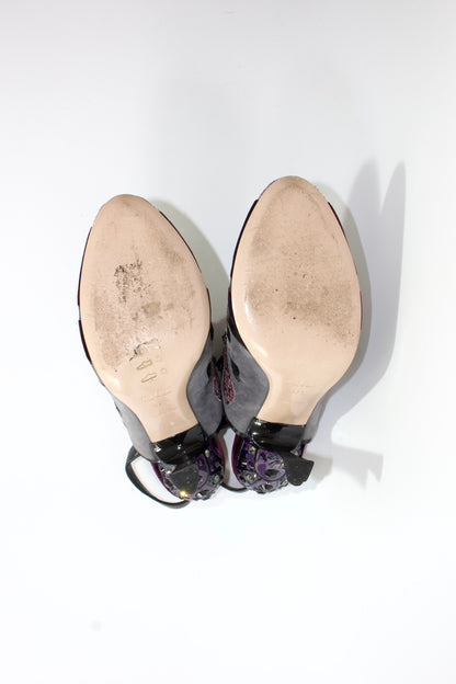 Miu Miu SS 2008 purple python & velvet 'butterfly' mule heels