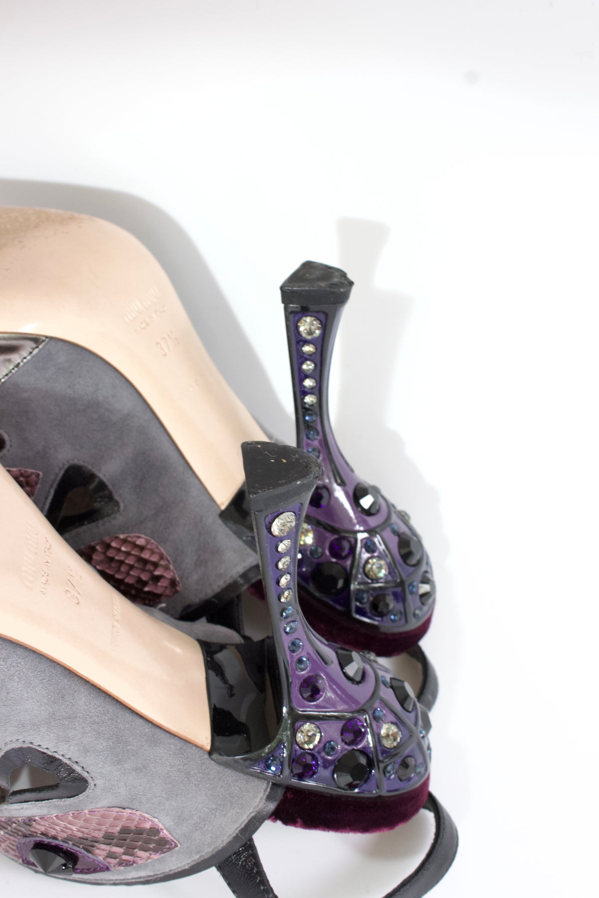 Miu Miu SS 2008 purple python & velvet 'butterfly' mule heels