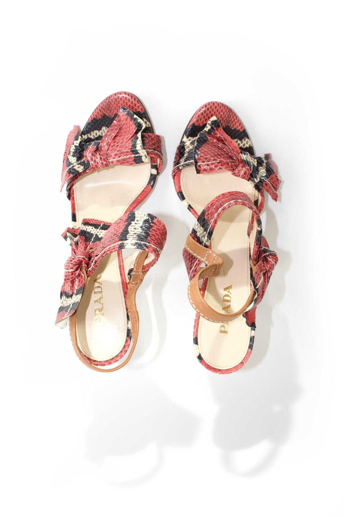 Prada SS 2009 red python heels