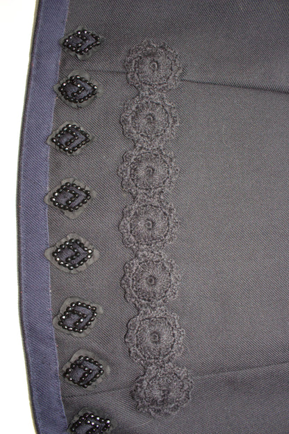 Prada FW 2005 black wool skirt with embroidery