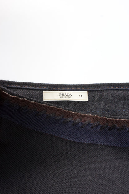 Prada FW 2005 black wool skirt with embroidery