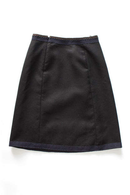 Prada FW 2005 black wool skirt with embroidery