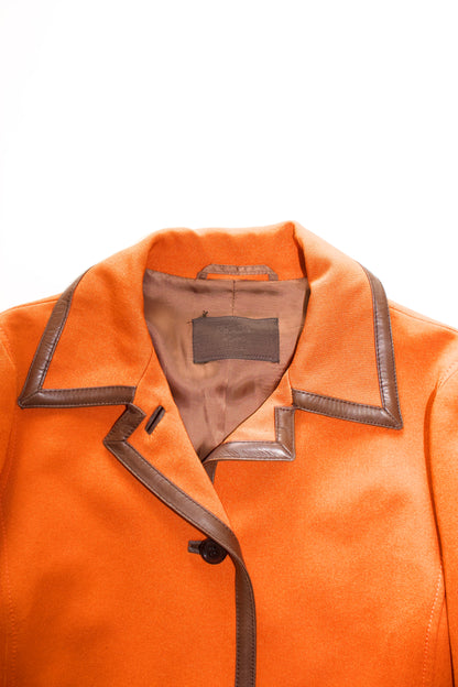 Prada FW 1996 orange jacket with leather trim