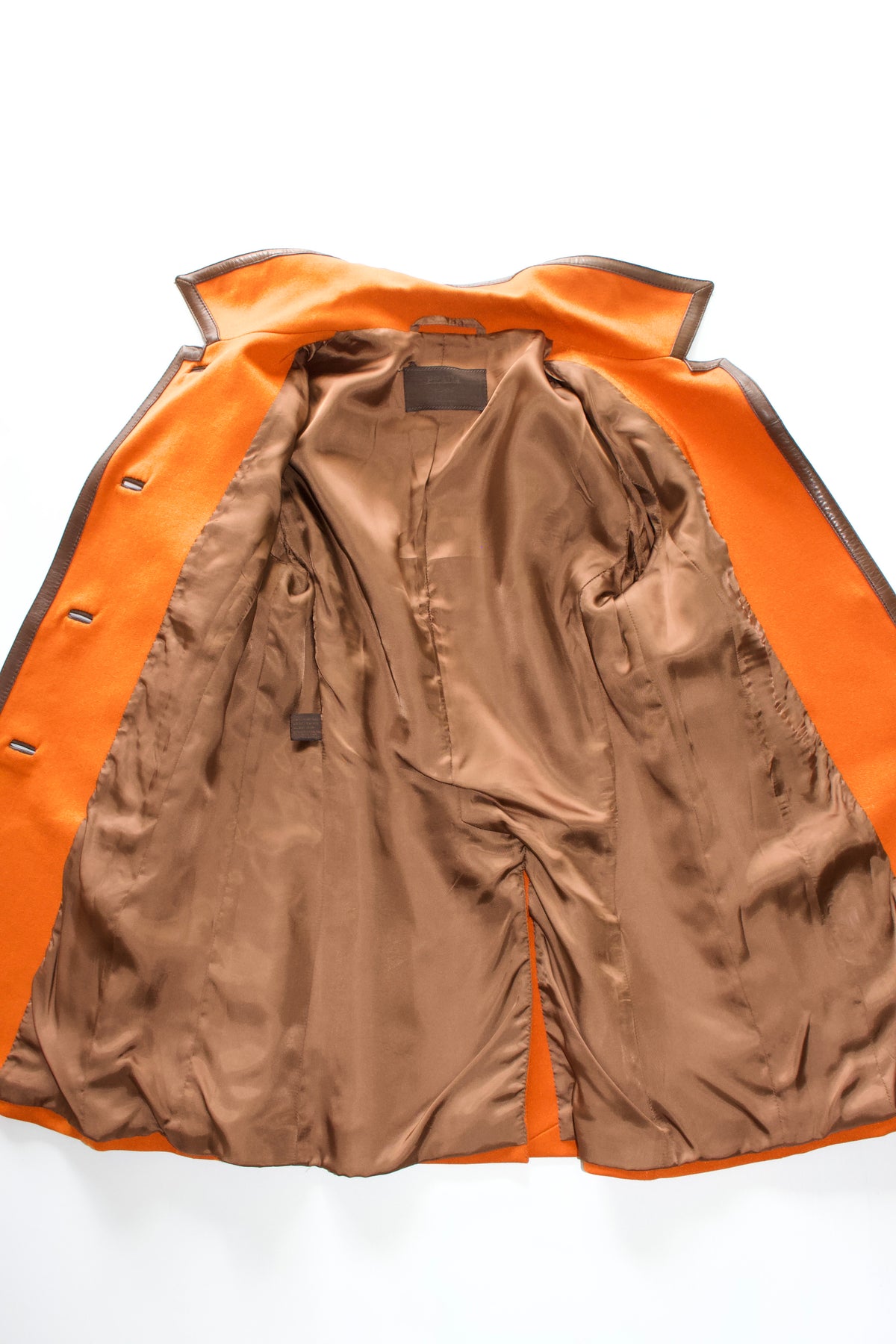 Prada FW 1996 orange jacket with leather trim