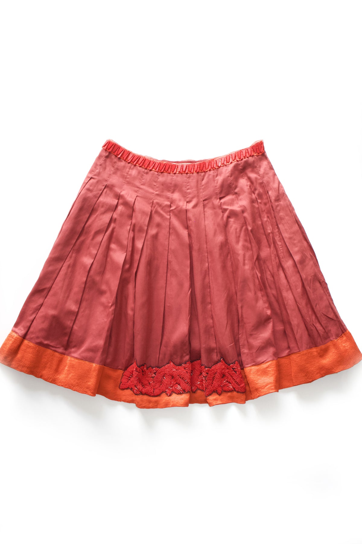 Prada SS 2005 red embellished A-line skirt