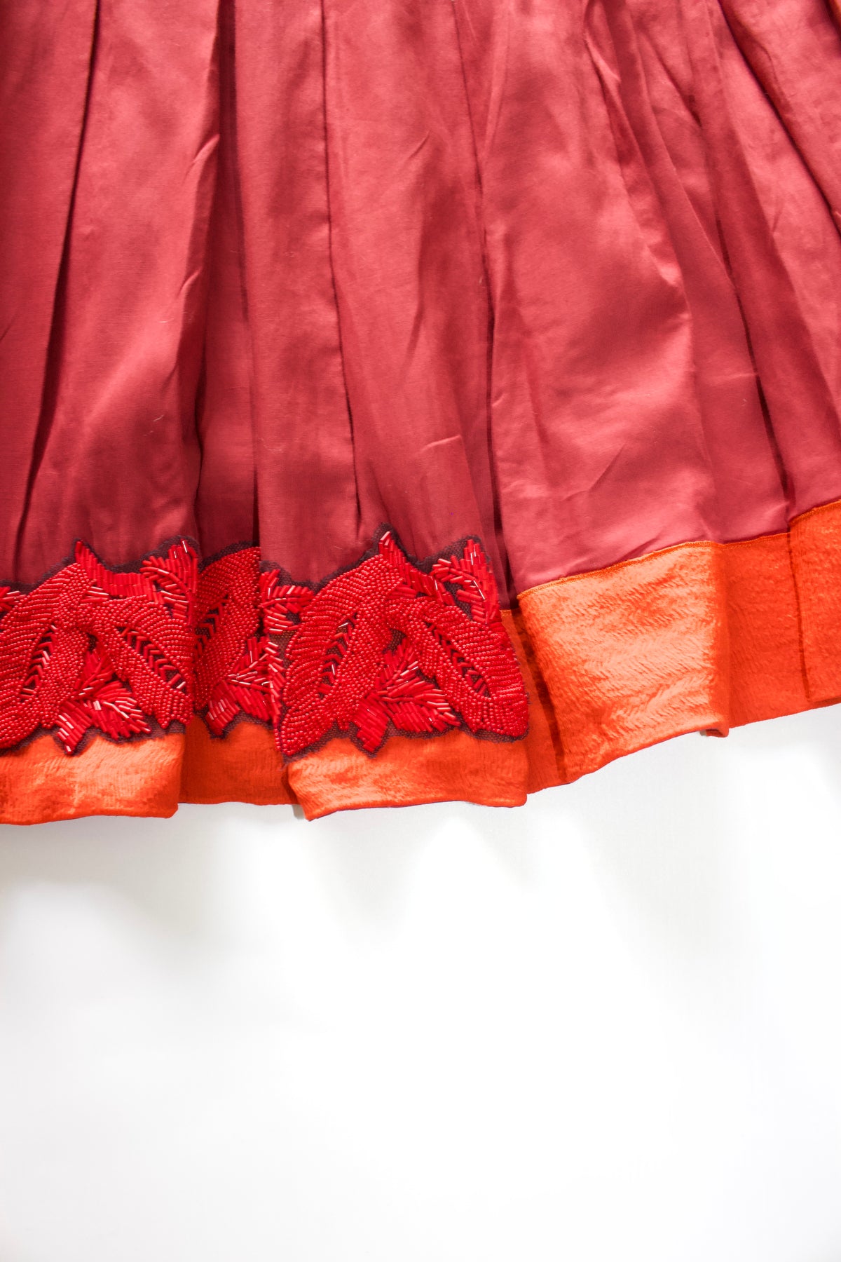 Prada SS 2005 red embellished A-line skirt