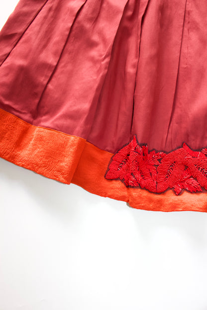 Prada SS 2005 red embellished A-line skirt