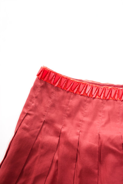 Prada SS 2005 red embellished A-line skirt