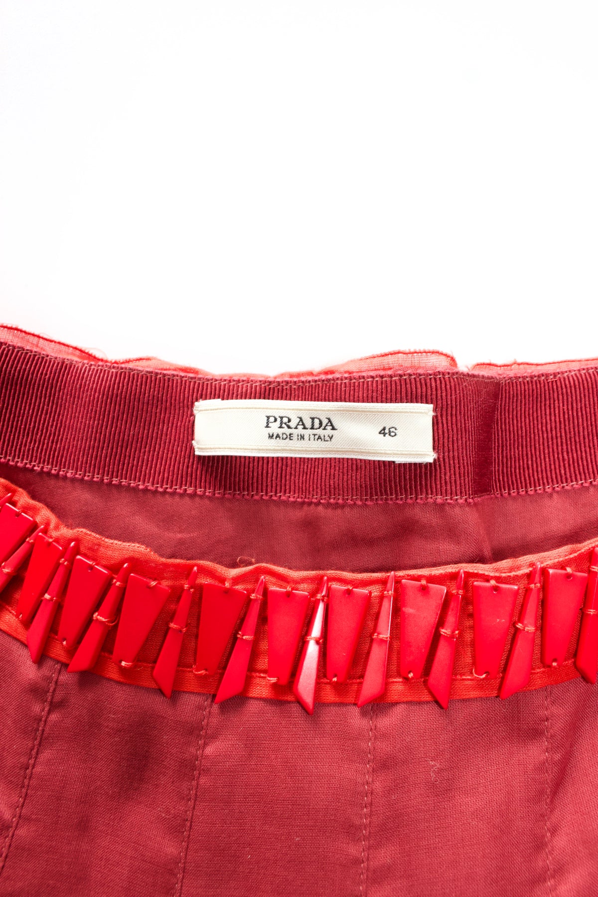 Prada SS 2005 red embellished A-line skirt