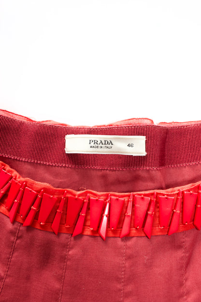 Prada SS 2005 red embellished A-line skirt