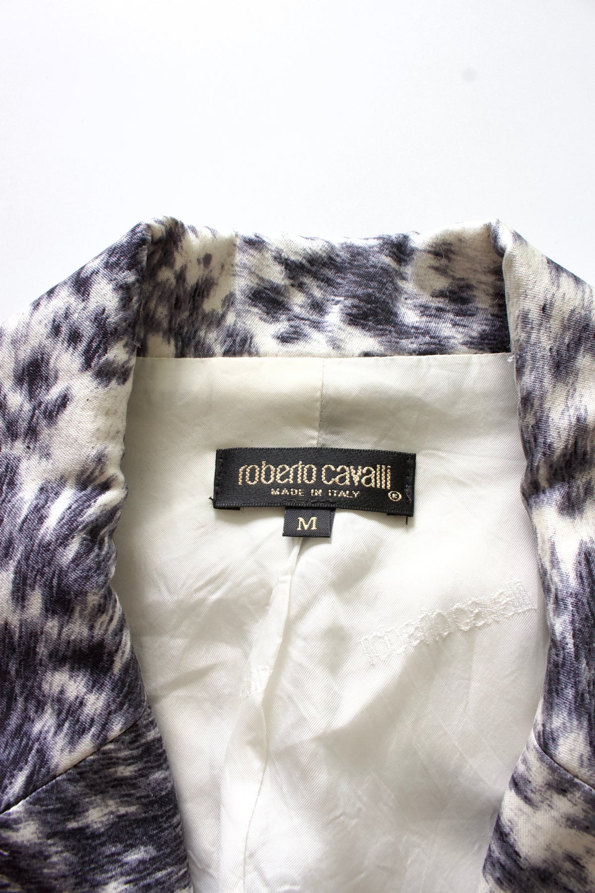 Roberto Cavalli FW 1999 cow print silk blazer