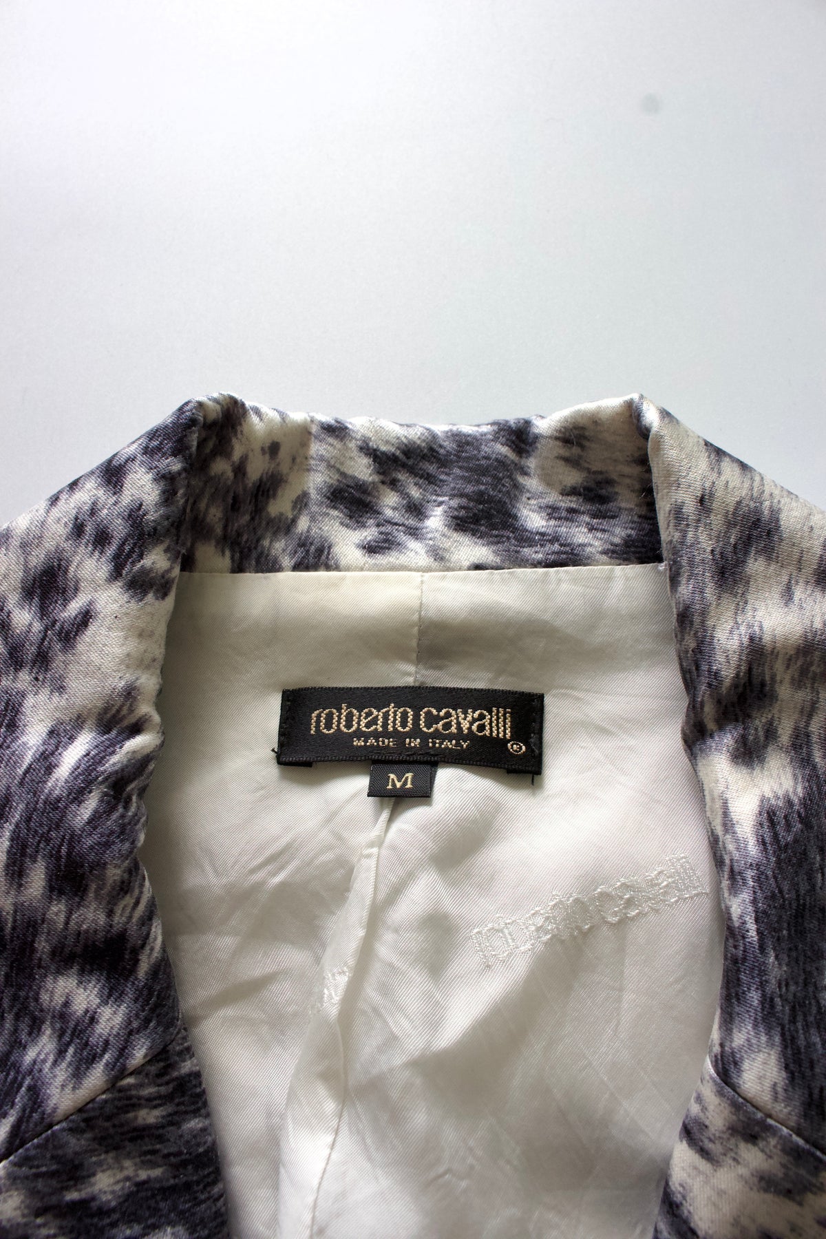 Roberto Cavalli FW 1999 cow print silk blazer