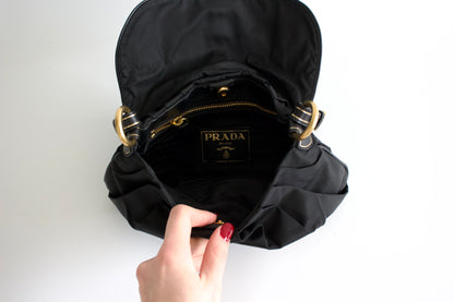 Prada 2000s black nylon baguette
