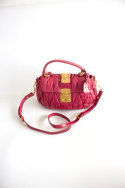 Miu Miu pink matelassé leather crossbody bag