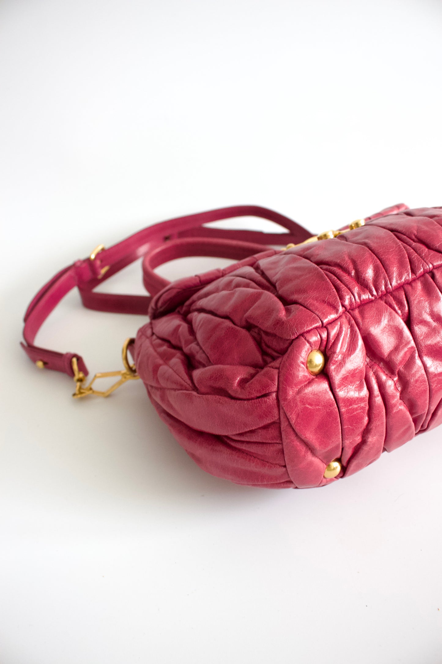 Miu Miu pink matelassé leather crossbody bag