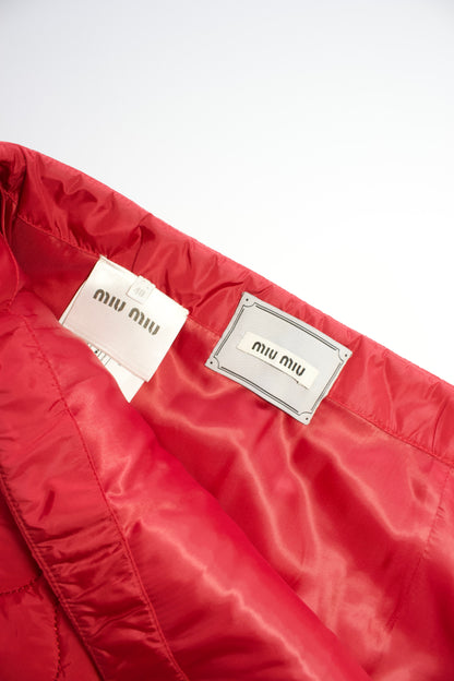 Miu Miu FW2014 red quilted mini-skirt
