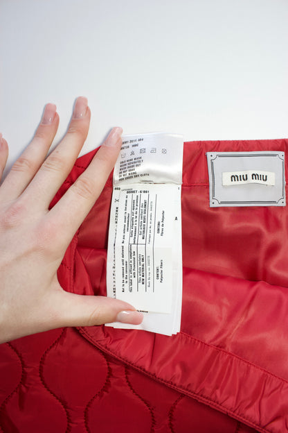 Miu Miu FW2014 red quilted mini-skirt