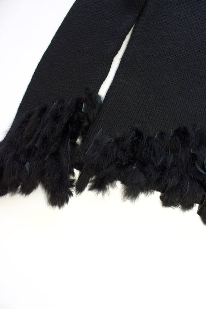 Vintage black sweater with fur fringe