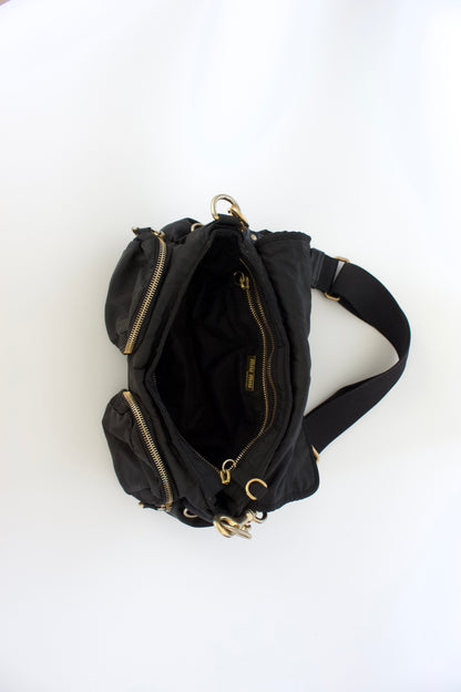 Miu Miu 2000s black nylon crossbody with carabiner