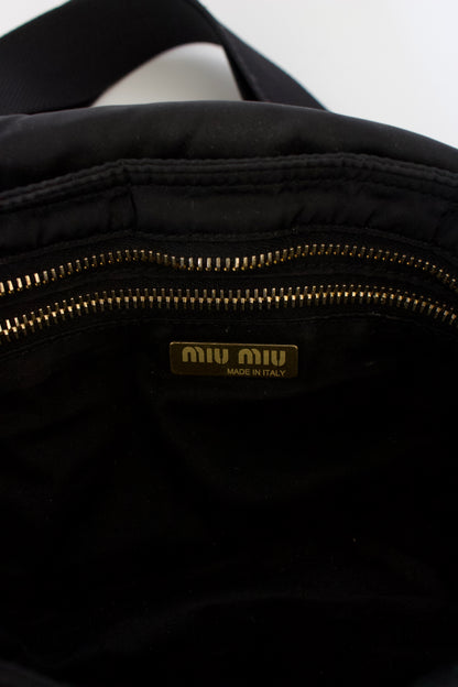 Miu Miu 2000s black nylon crossbody with carabiner